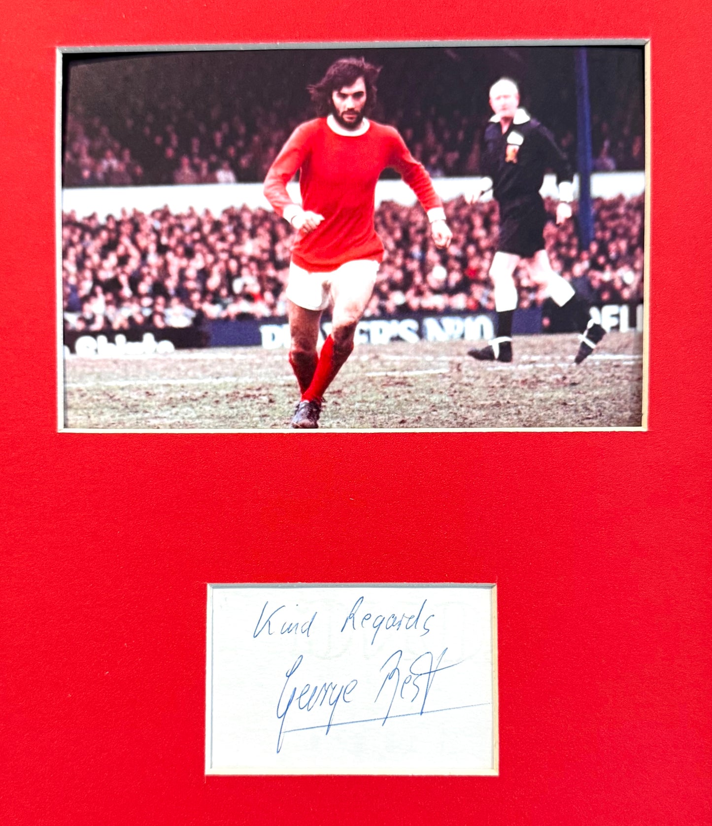 George Best, Manchester United Legend, Stunning Hand Signed Card With Photo Presentation & COA