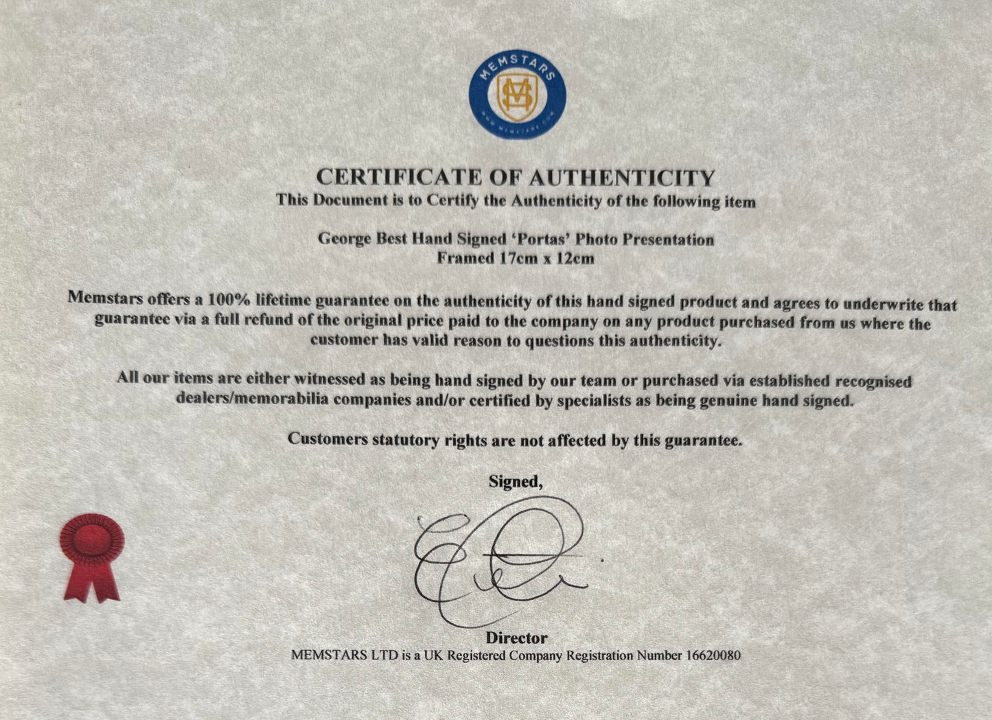 George Best, Manchester United Legend, Stunning Hand Signed Photo Card Presentation & COA