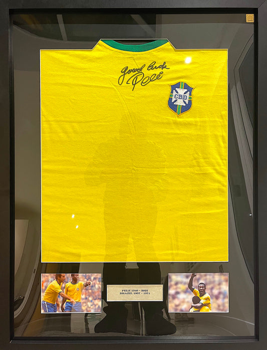 Pele, Hand Signed Framed Brazil Shirt With COA