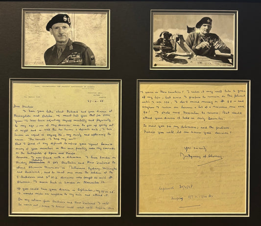 Viscount Montgomery of Alamein, 'Monty' Hand Signed Letter Presentation & COA