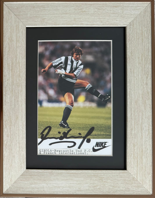 David Ginola, Newcastle, Spurs, French Legend, Hand Signed Framed Promo Card With COA