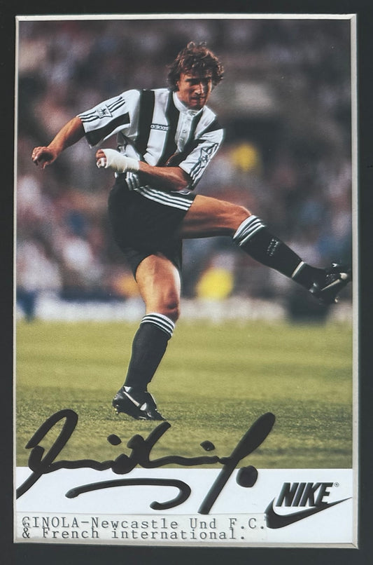 David Ginola, Newcastle, Spurs, French Legend, Hand Signed Framed Promo Card With COA