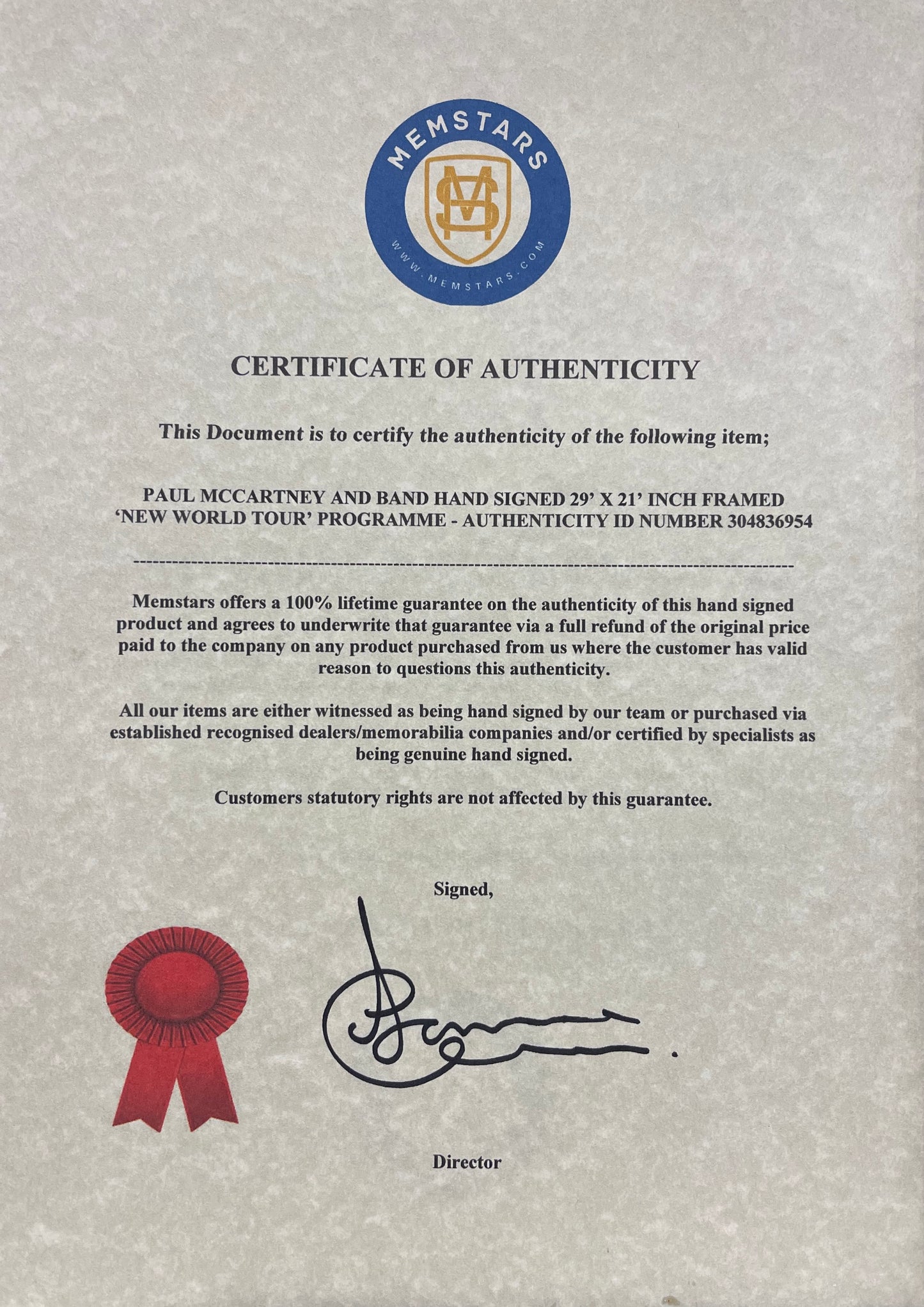 PAUL AND LINDA MCCARTNEY HAND SIGNED 'NEW WORLD TOUR' PROGRAMME WITH COA