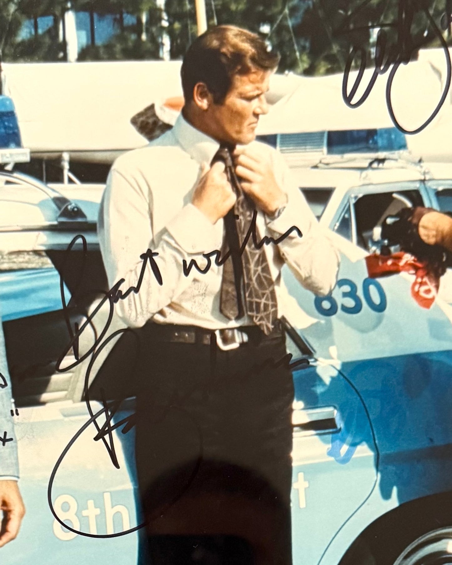 Roger Moore, David Hedison, Clifton James, '007' James Bond Hand Signed Framed Photo & COA