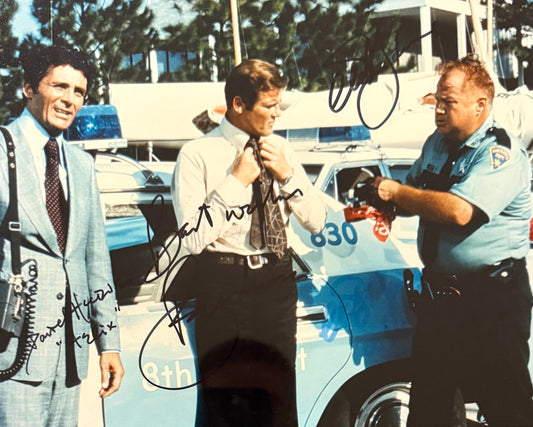 Roger Moore, David Hedison, Clifton James, '007' James Bond Hand Signed Framed Photo & COA