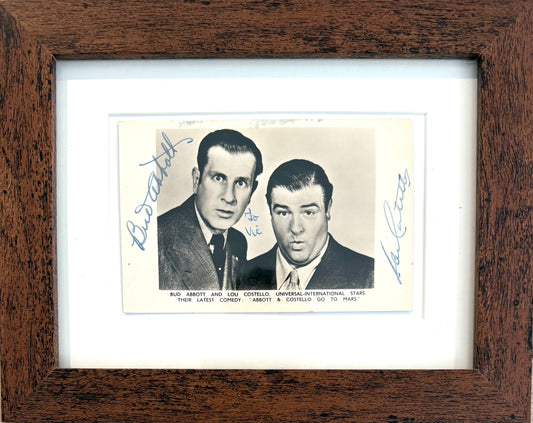 Bud Abbott, Lou Costello, Guaranteed Hand Signed Framed Original Photocard With COA