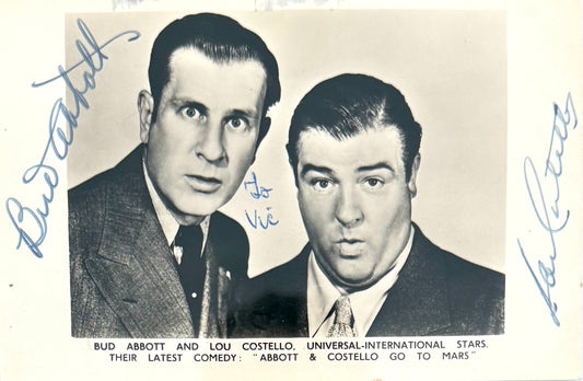 Bud Abbott, Lou Costello, Guaranteed Hand Signed Framed Original Photocard With COA
