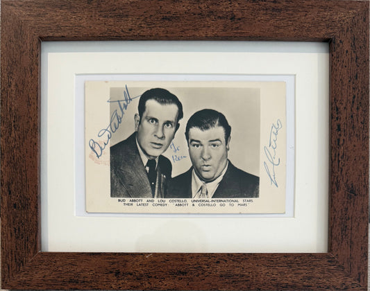 Bud Abbott, Lou Costello, Guaranteed Hand Signed Framed Original Photocard With COA