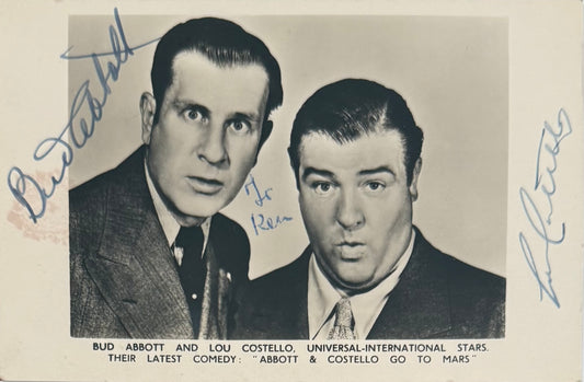 Bud Abbott, Lou Costello, Guaranteed Hand Signed Framed Original Photocard With COA