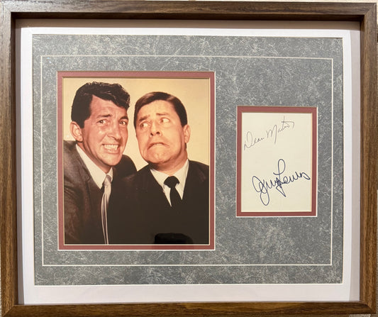 Dean Martin, Jerry Lewis, Guaranteed Hand Signed Framed Card Presentation With COA