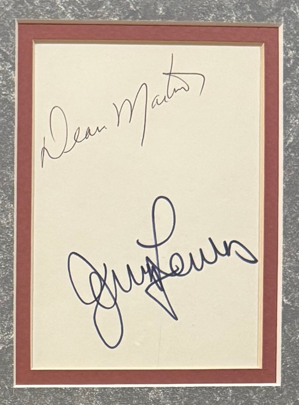 Dean Martin, Jerry Lewis, Guaranteed Hand Signed Framed Card Presentation With COA