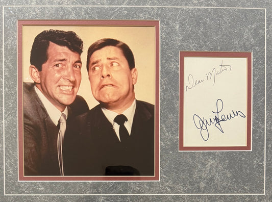 Dean Martin, Jerry Lewis, Guaranteed Hand Signed Framed Card Presentation With COA