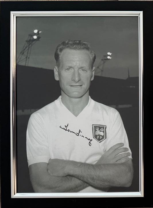 Tom Finney, PNE England Legend, Hand Signed Framed Photo & AFTAL COA