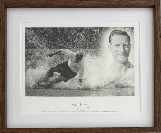 Tom Finney, PNE England Legend, Hand Signed Framed Photo & AFTAL COA