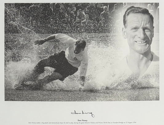 Tom Finney, PNE England Legend, Hand Signed Framed Photo & AFTAL COA