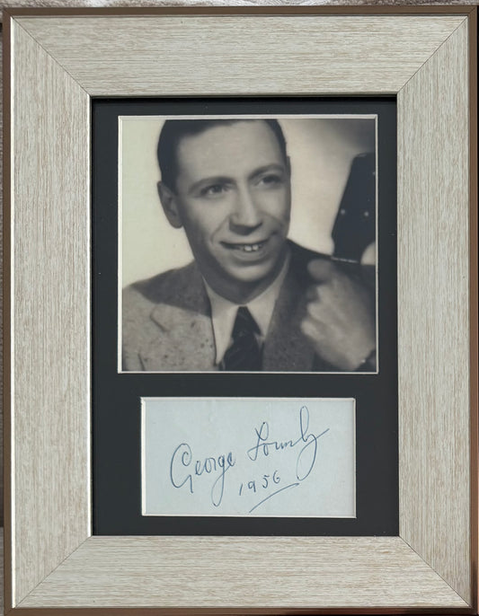 George Formby, Hand Signed Framed Mounted Card & Original Publicity Photo & COA