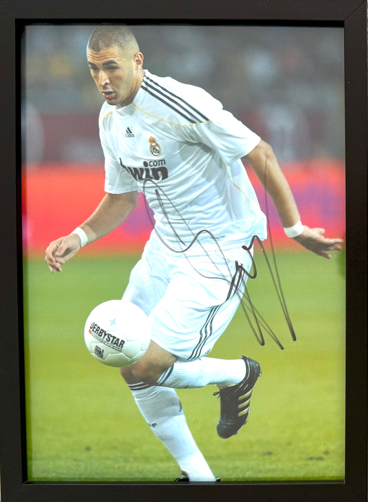 Karim Benzema, Real Madrid, France Footballing Legend, Hand Signed Photo & COA