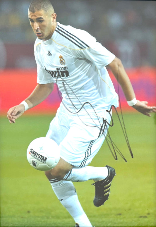 Karim Benzema, Real Madrid, France Footballing Legend, Hand Signed Photo & COA