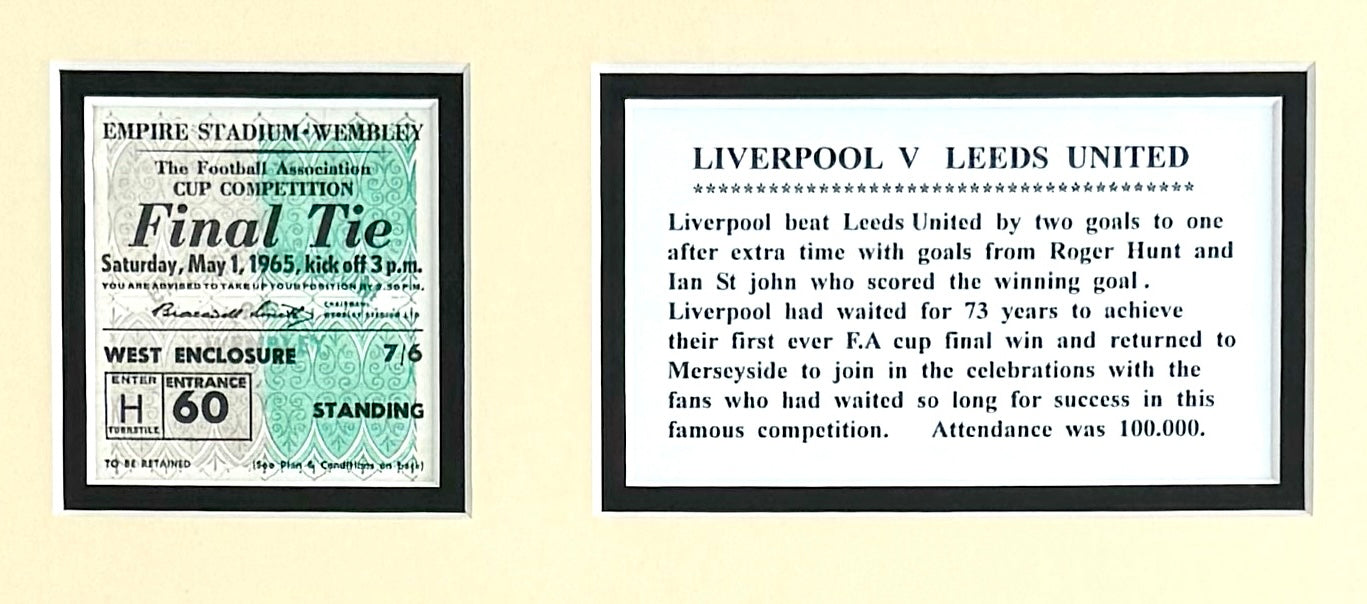 Liverpool FC 1965 FA Cup Winners Multi-Hand Signed Book Page Presentation (80cm x 40cm) With COA