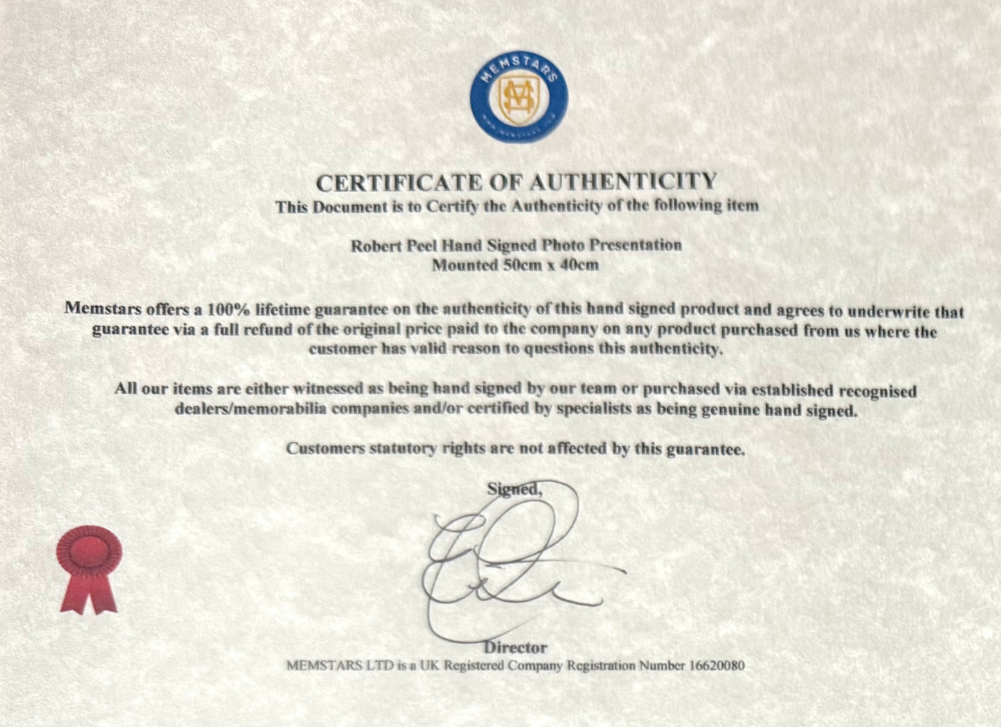 Sir Robert Peel, Former British Prime Minister, Hand Signed Card Presentation With COA