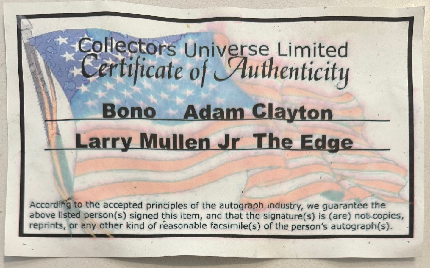 U2 - Bono, The Edge, Larry Mullen, Adam Clayton, Hand Signed Guitar & COA
