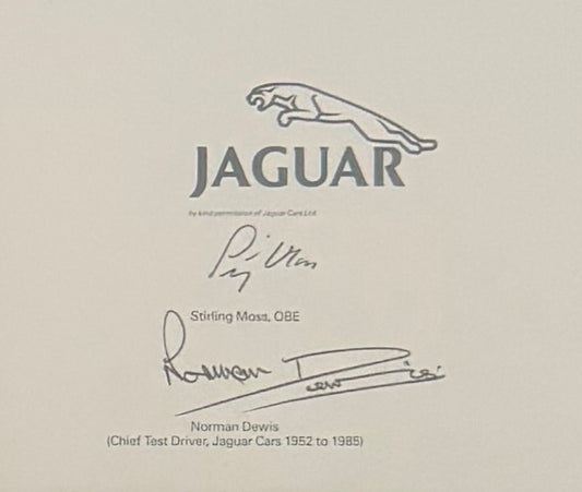Stirling Moss, Hand Signed Limited Edition Jaguar E-Type Drawing & COA