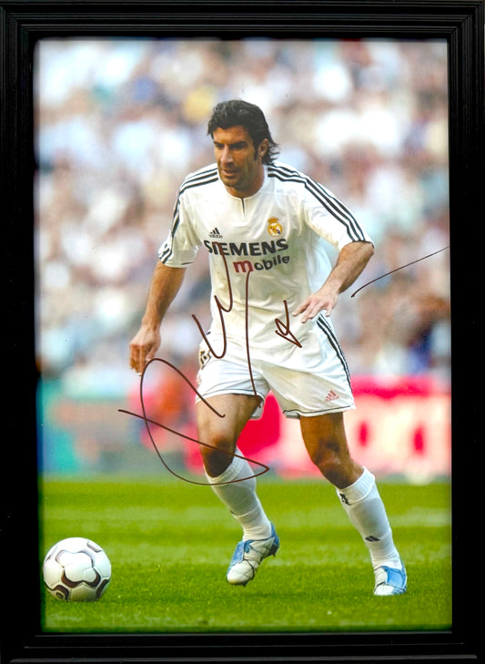 Luis Figo, Real Madrid, Barcelona, Portugal Legend, Hand Signed Photo & COA