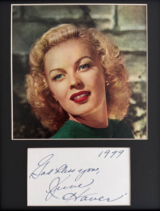 June Haver Guaranteed Hand Signed Framed Card & Photo Presentation With COA