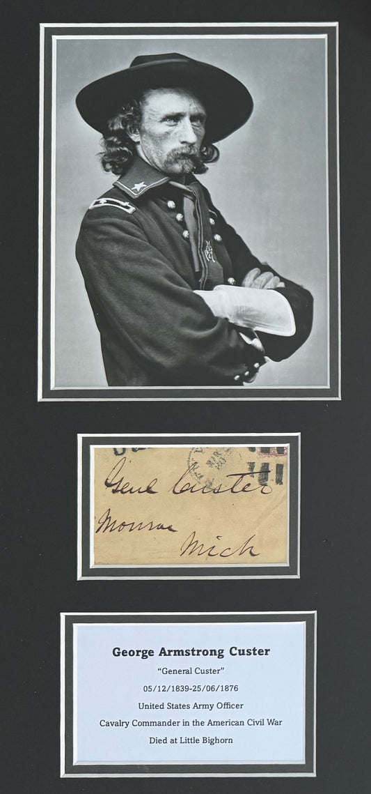 General George Armstrong Custer, Hand Signed Envelope Presentation & COA