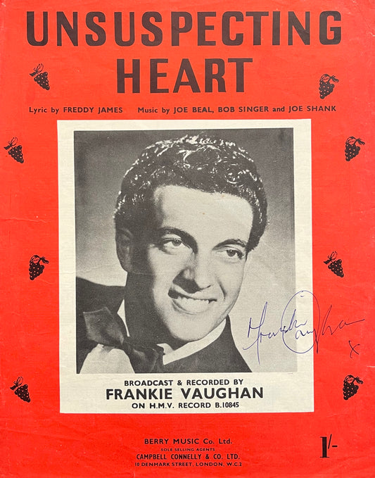FRANKIE VAUGHAN HAND SIGNED SONG SHEET WITH AFTAL COA