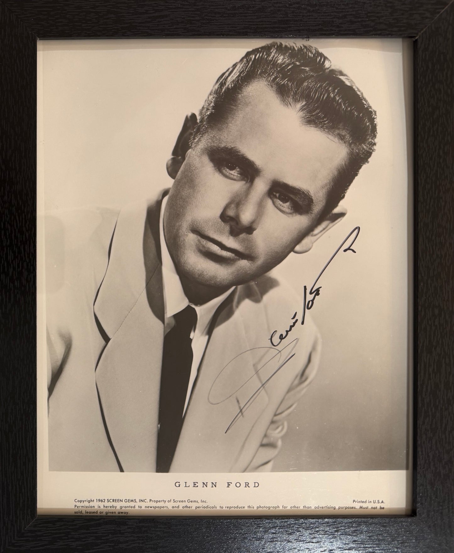 Glenn Ford Hand Signed Framed 25cm x 20cm Publicity Photo & COA