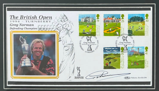 Greg Norman, Golf Legend, Hand Signed First Day Cover FDC 40cm x 30cm Framed With COA