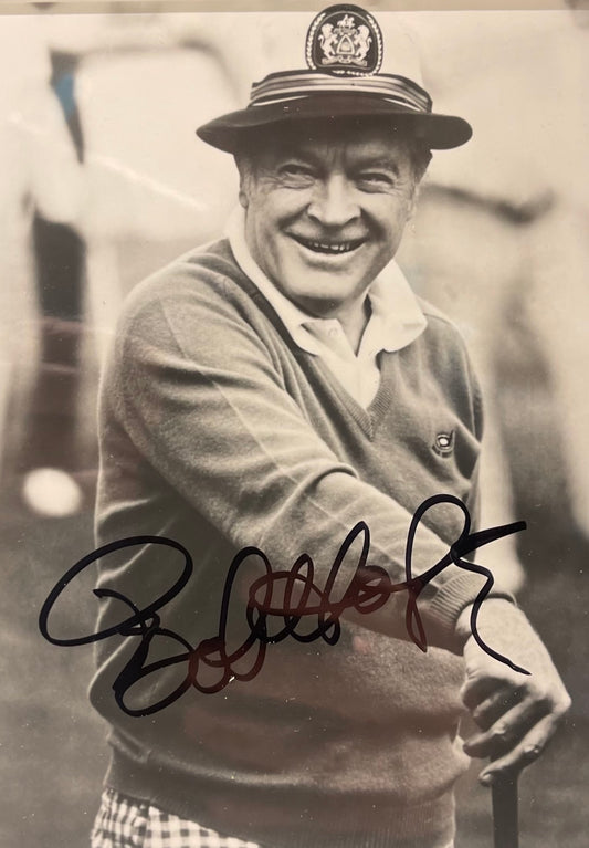 BOB HOPE HAND SIGNED PHOTO FRAMED (8 X 6 INCH) WITH AFTAL COA