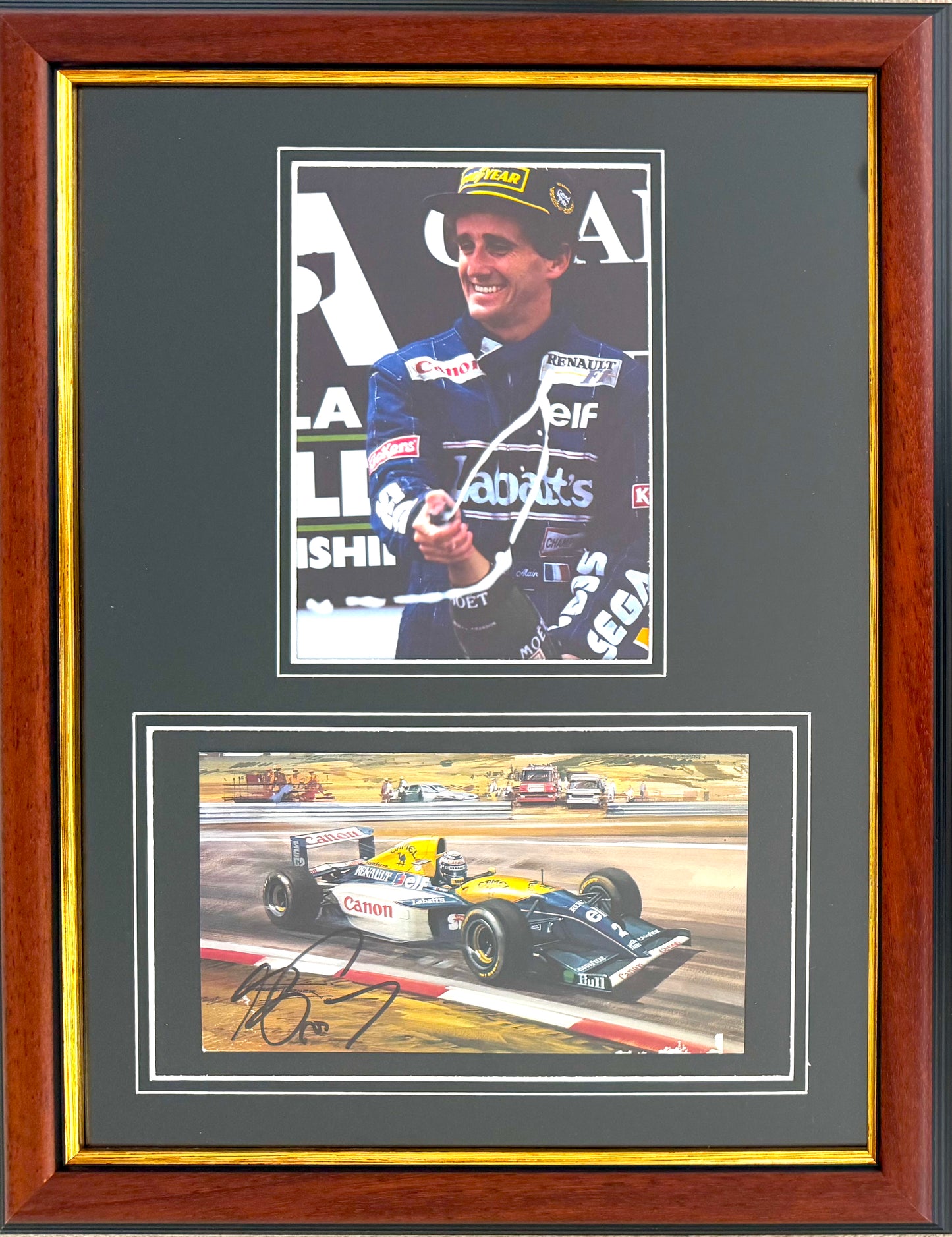 Alain Prost, Hand Signed Professionally Framed Williams Card Presentation & COA