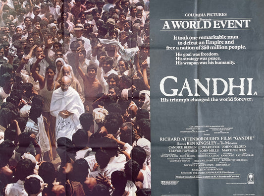 'GANDHI' HAND SIGNED BY JOHN BRILEY CINEMA POSTER WITH COA
