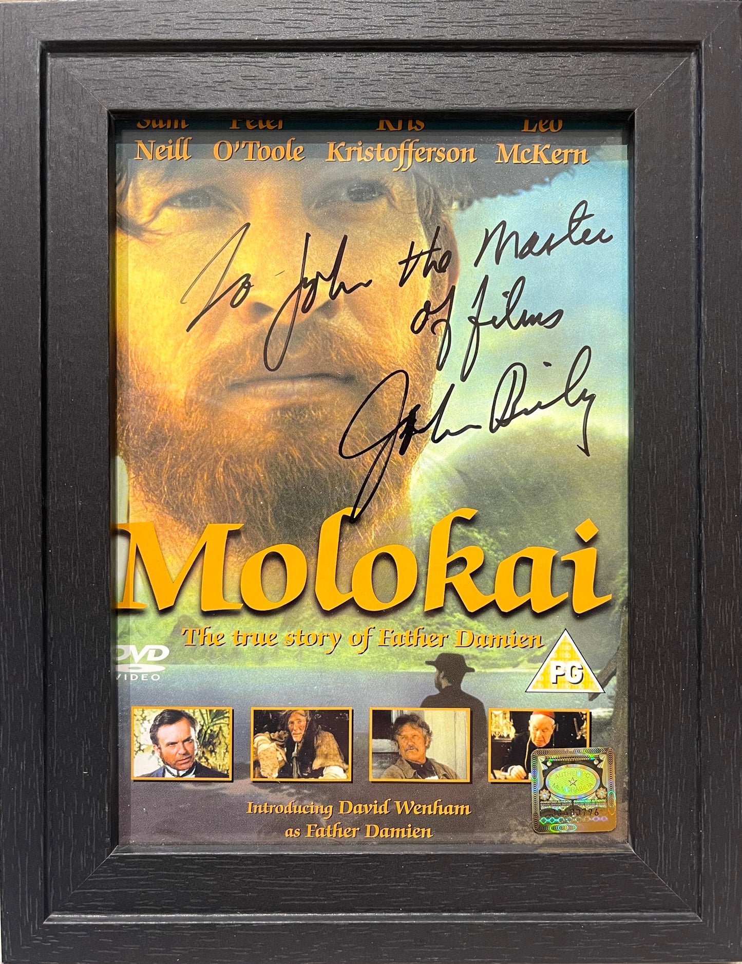 JOHN BRILEY HAND SIGNED 'MOLOKAI' DVD COVER WITH COA