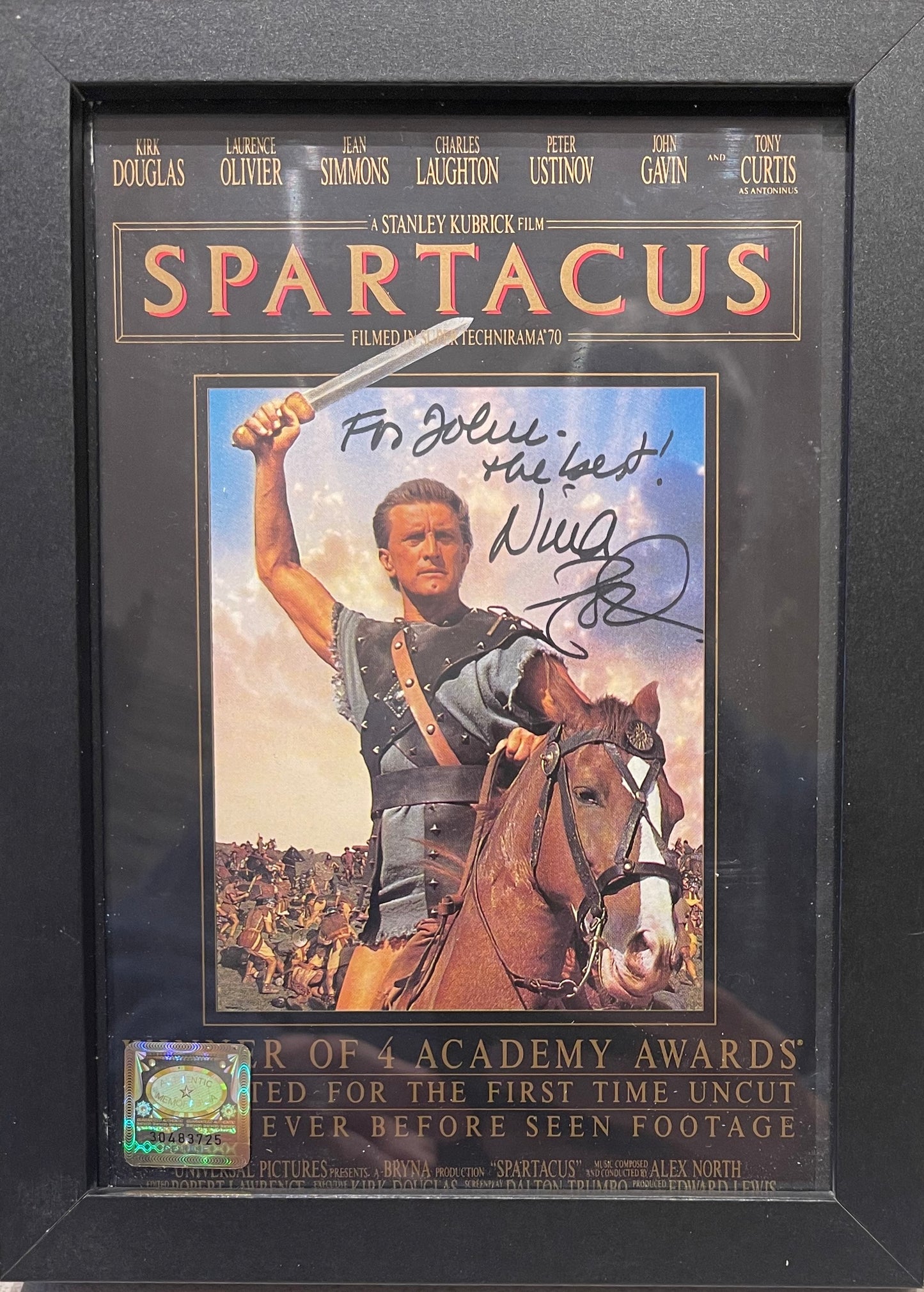 NINA FOCH HAND SIGNED SPARTACUS VIDEO COVER WITH COA