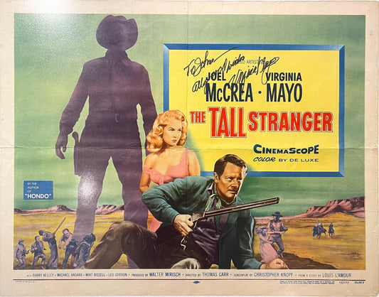 VIRGINIA MAYO HAND SIGNED 'THE TALL STRANGER' FRAMED POSTER WITH COA