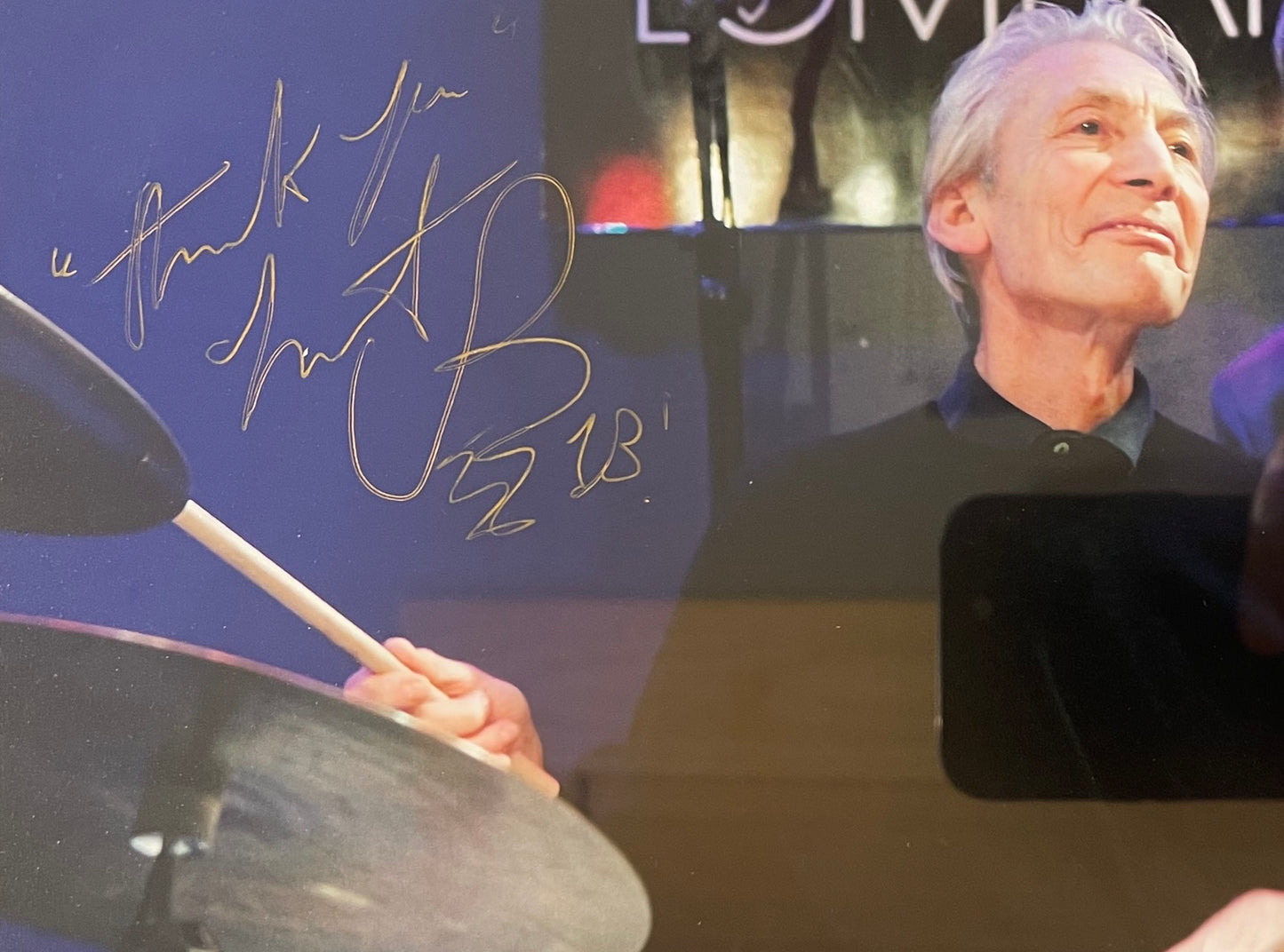 CHARLIE WATTS ROLLING STONES HAND SIGNED PHOTO WITH COA