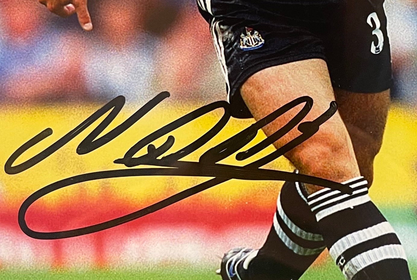 NIKOS DABIZAS NEWCASTLE UNITED HAND SIGNED PHOTO WITH BARRY VENISON SIGNED COA