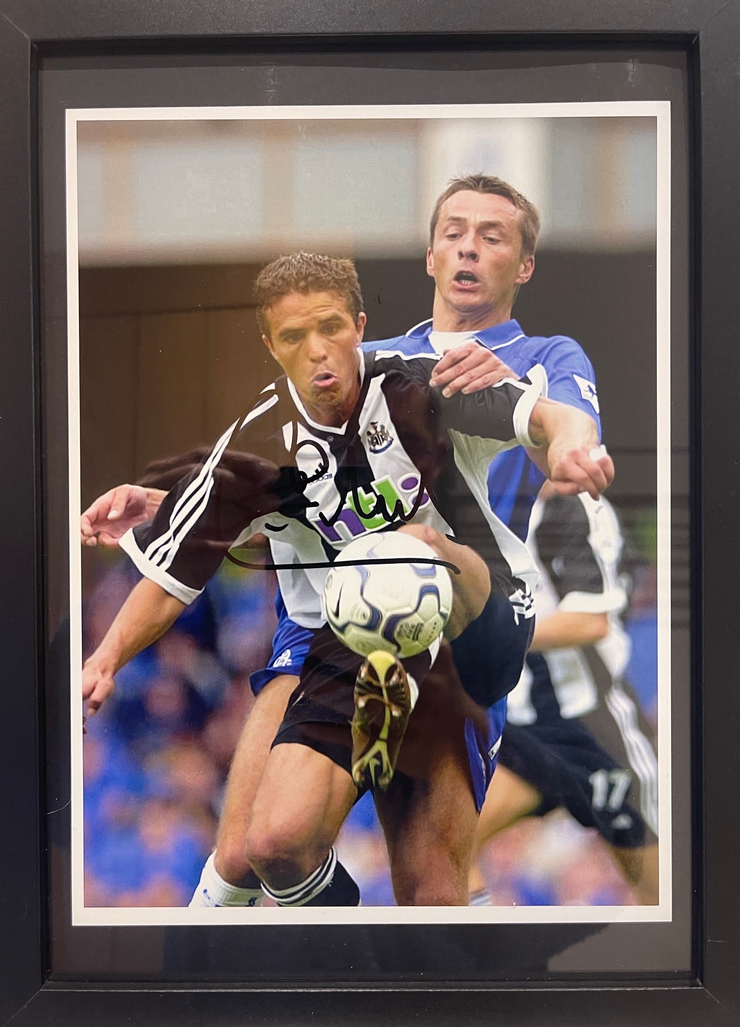 LAURENT ROBERT NEWCASTLE UNITED HAND SIGNED PHOTO WITH BARRY VENISON SIGNED COA