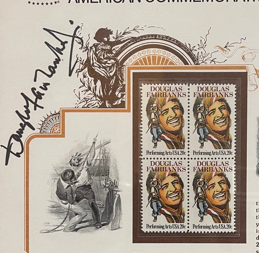 DOUGLAS FAIRBANKS JUNIOR FRAMED STAMP PRESENTATION WITH COA