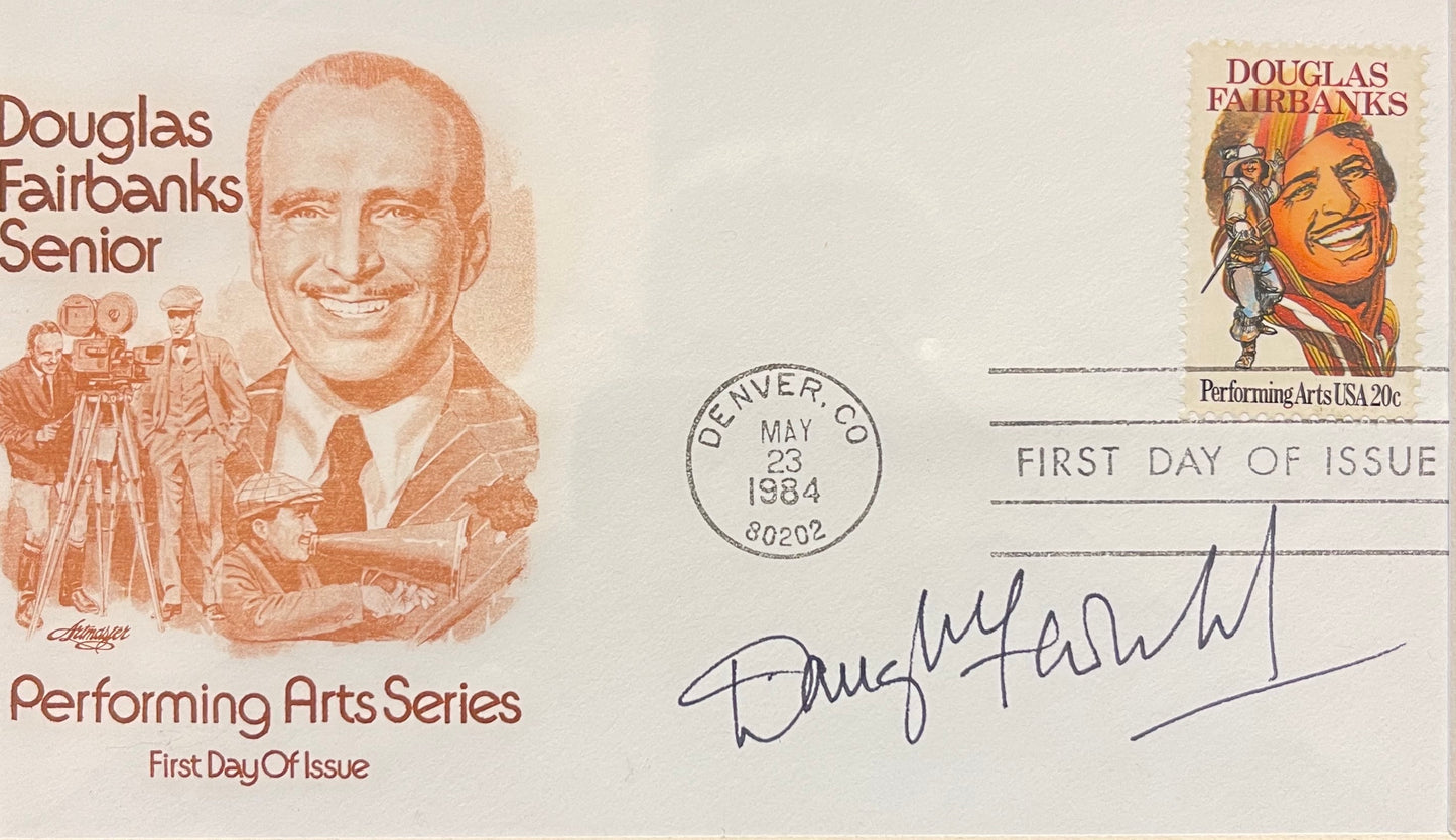 DOUGLAS FAIRBANKS JUNIOR HAND SIGNED FDC PRESENTATION