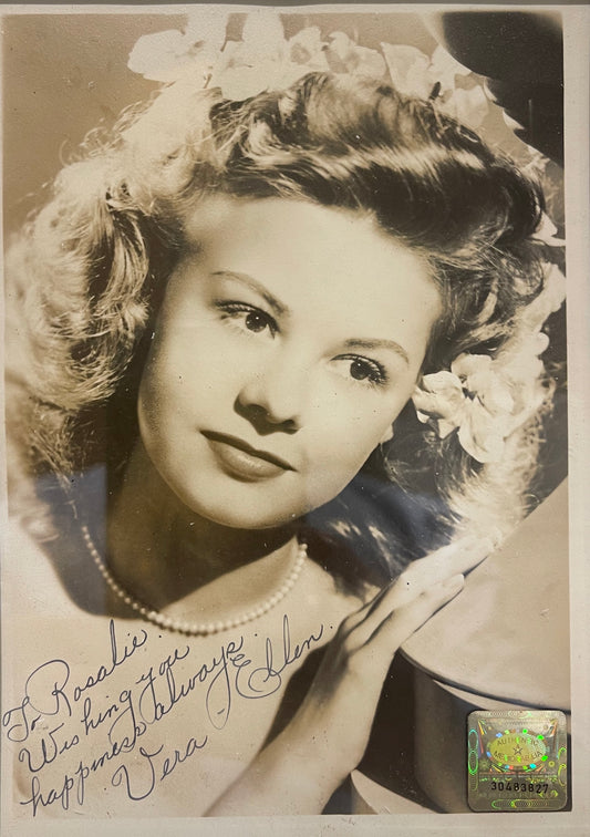 VERA-ELLEN HAND SIGNED 7' INCH X 5' INCH PHOTO WITH COA