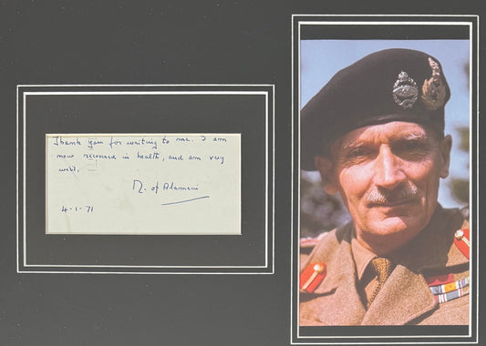 Viscount Montgomery of Alamein, 'Monty' Hand Signed Letter Presentation & COA