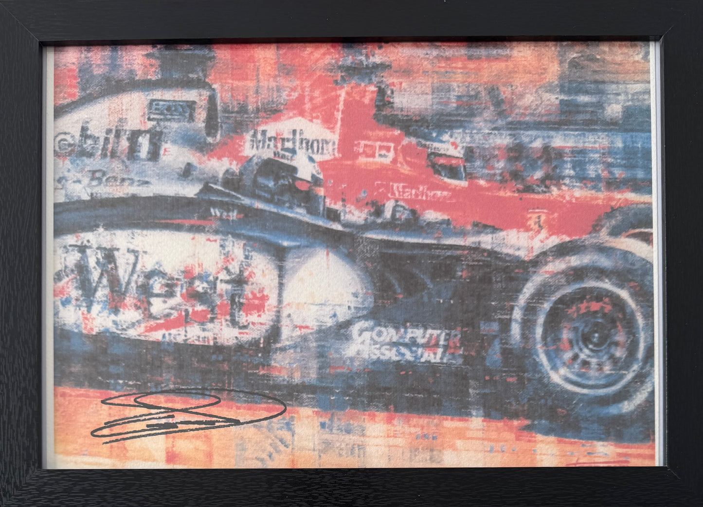 David Coulthard, Hans Signed Framed 30cm x 25xm Art Image & COA