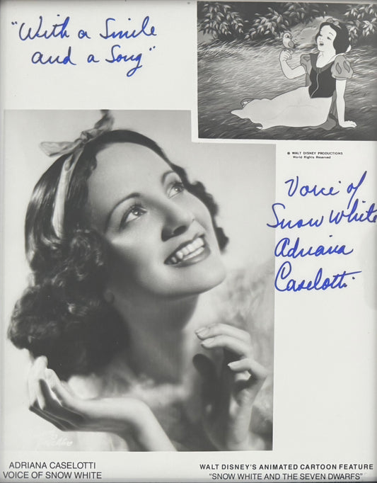 Adriana Caselotti, Original Disney Snow White Actress, Hand Signed Framed Photo & COA