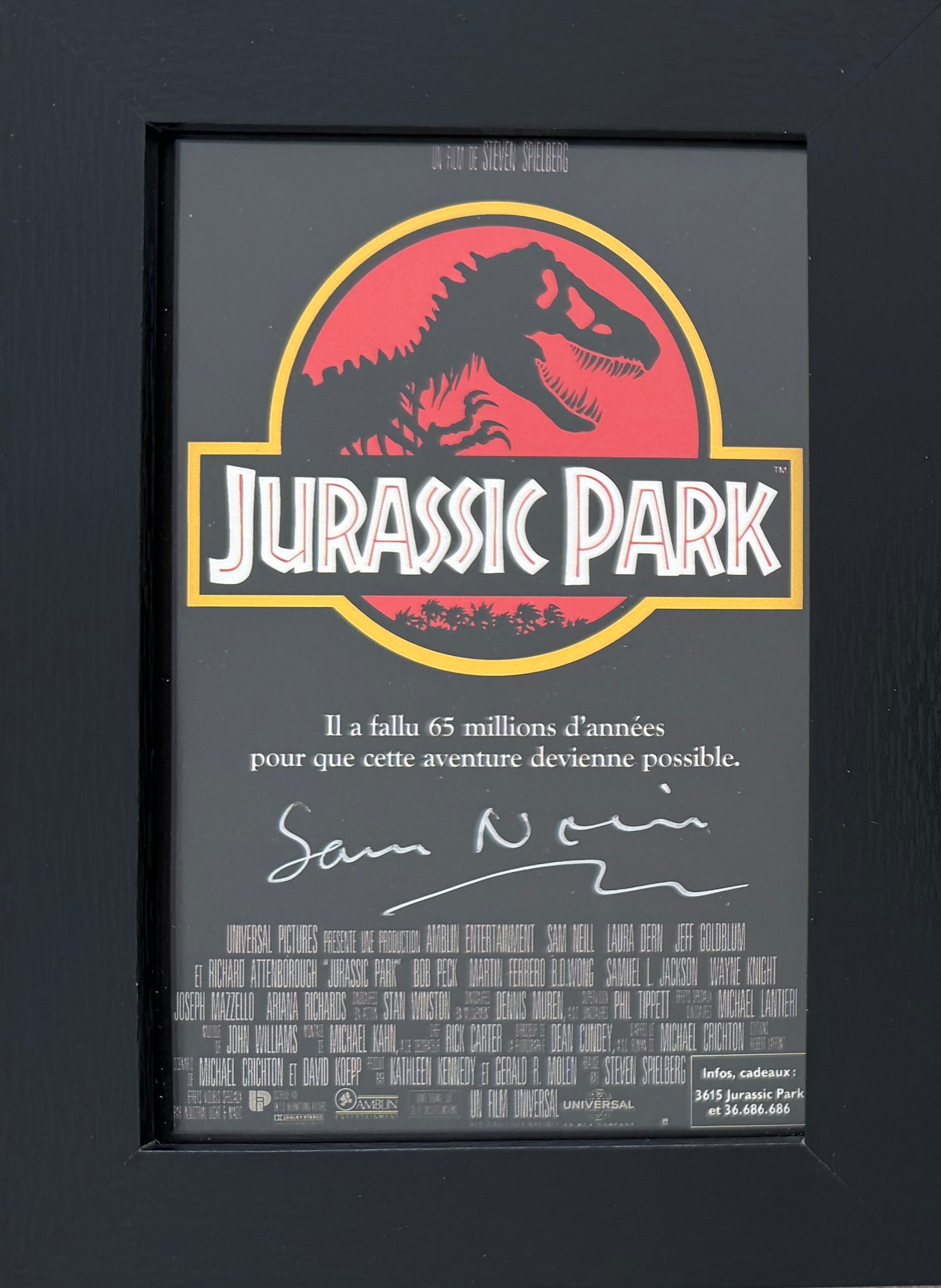 Sam Neil, Famous Jurassic Park Actor, Hand Signed Framed Official Postcard With COA