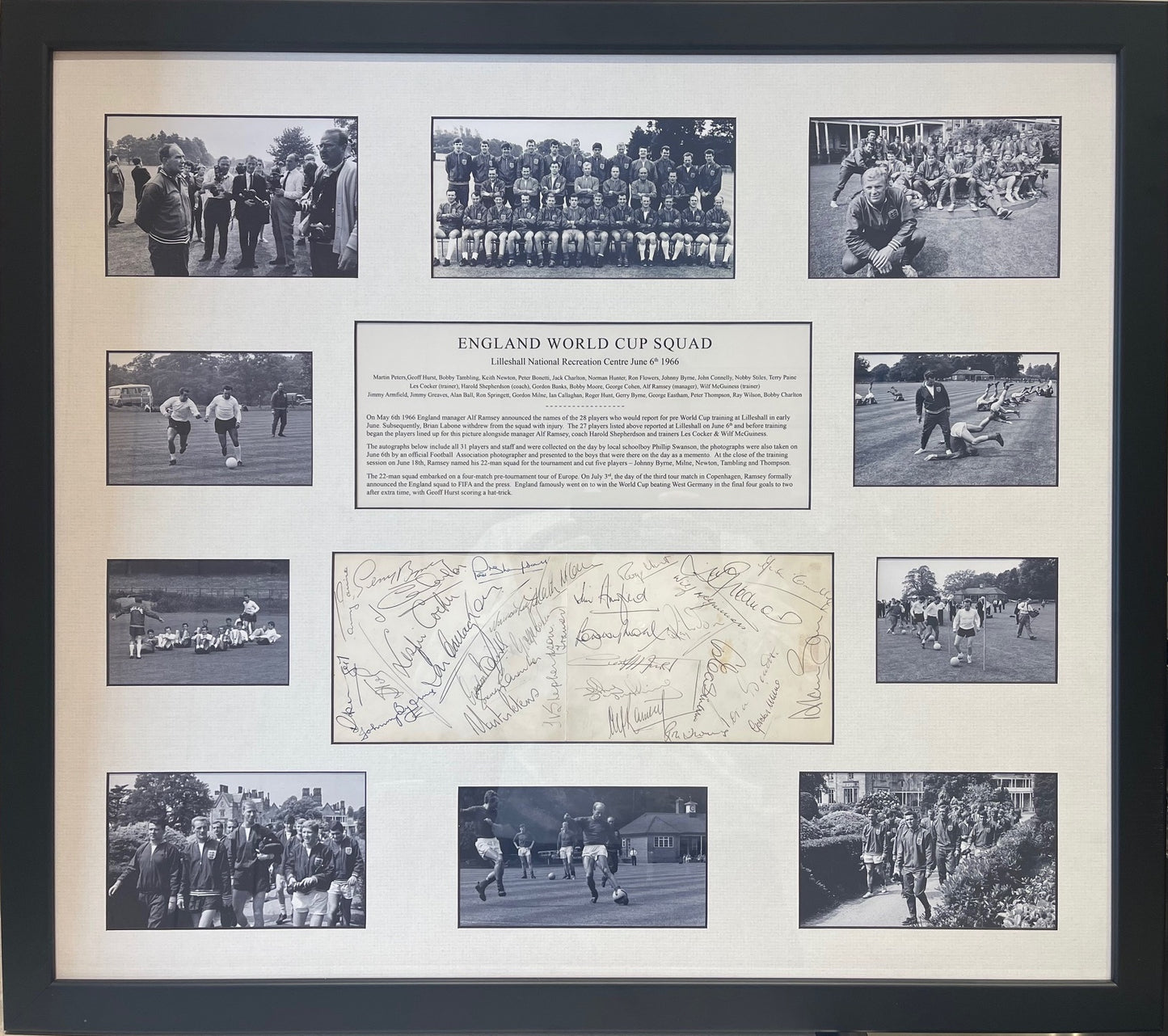 England 1966 SUPER RARE Full Squad (31) Hand Signed Photo Presentation with COA