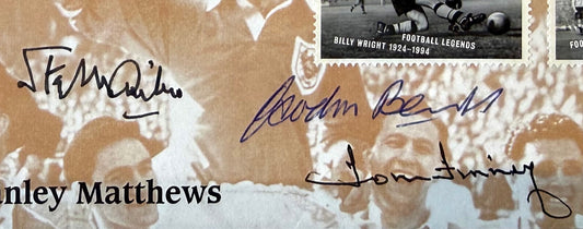Tom Finney, Stanley Matthews, Gordon Banks Hand Signed FDC, First Day Cover & COA